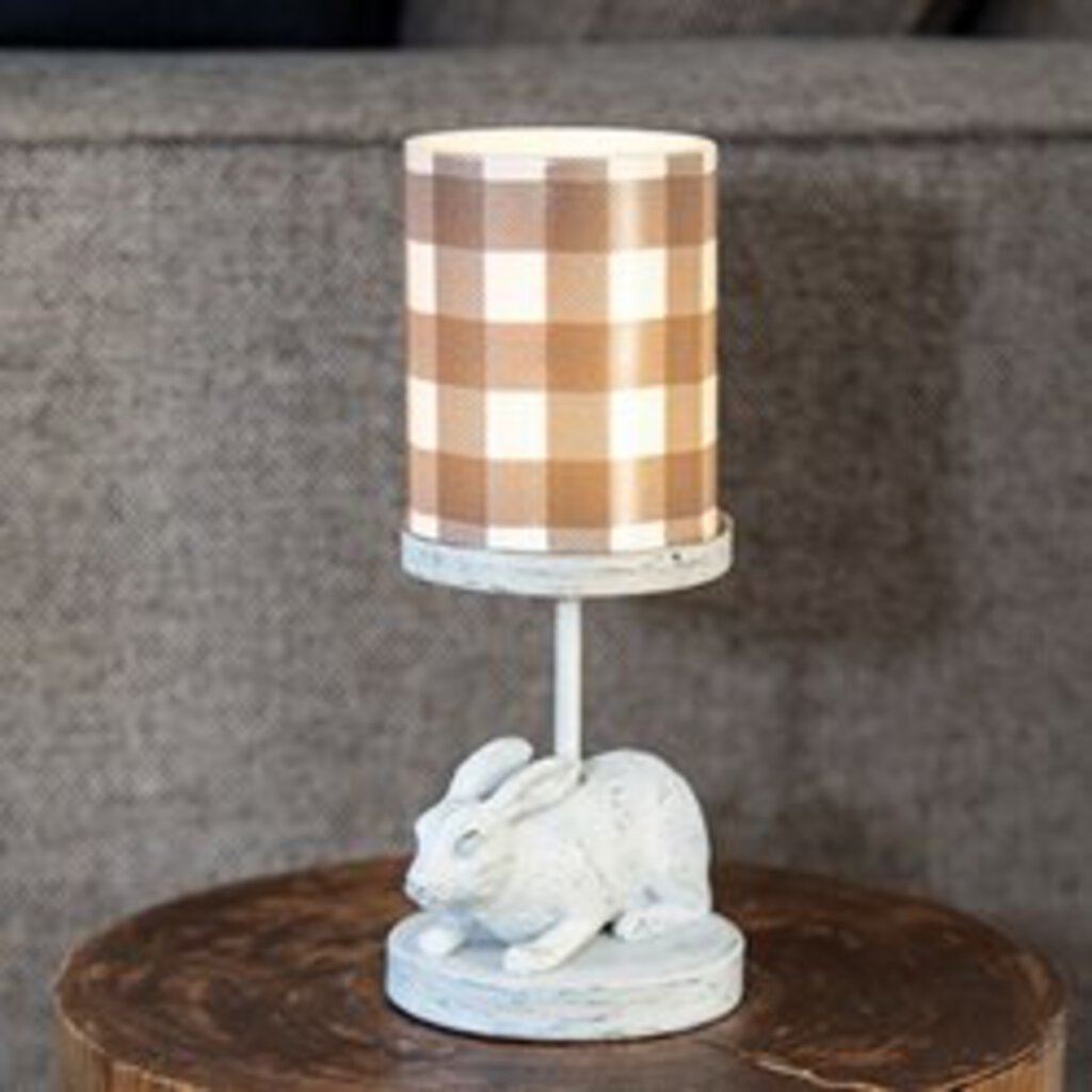 White Bunny Metal Pillar Candle Holder (4.75")