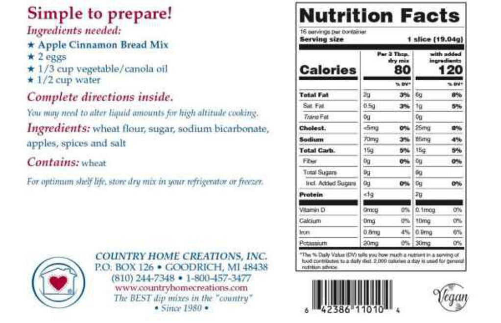 Apple Cinnamon Bread Mix