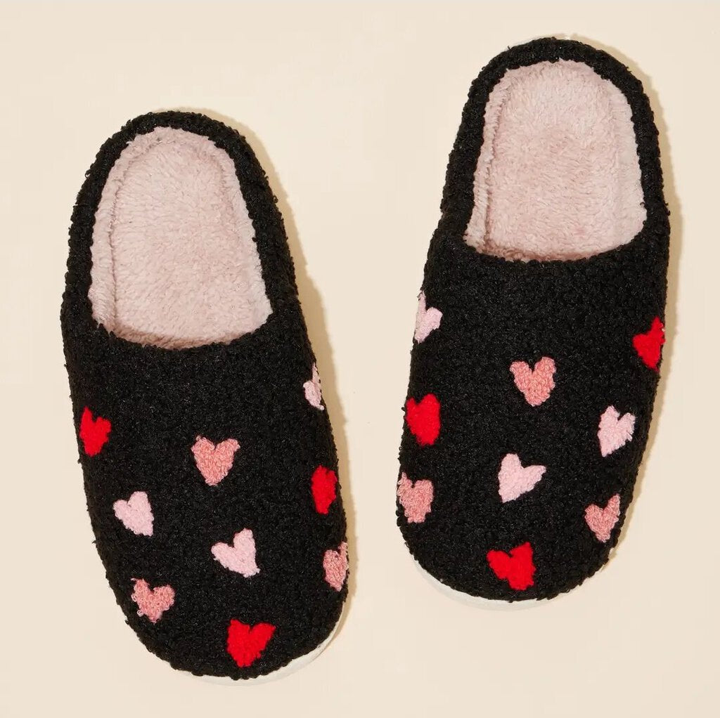 Black Heart Slippers