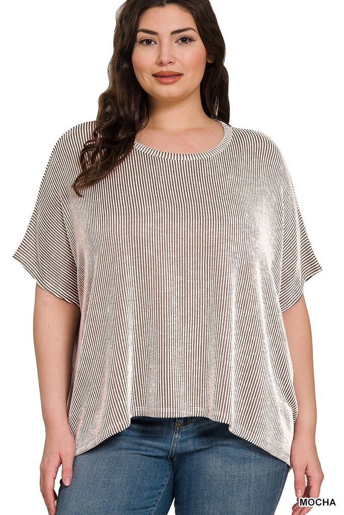 Ribbed Stripe Short Sleeve