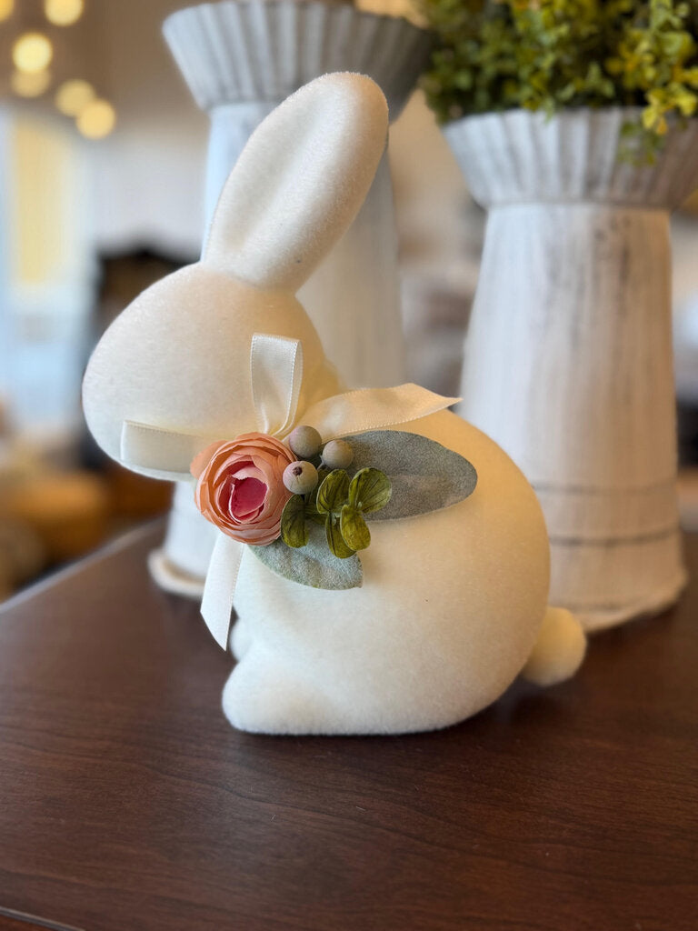 Flocked Floral Bunny