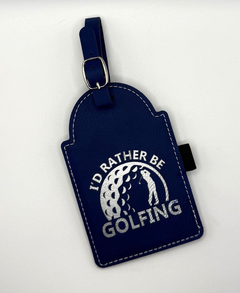 Engraved Leather Golf Bag Tag with Golf Tees