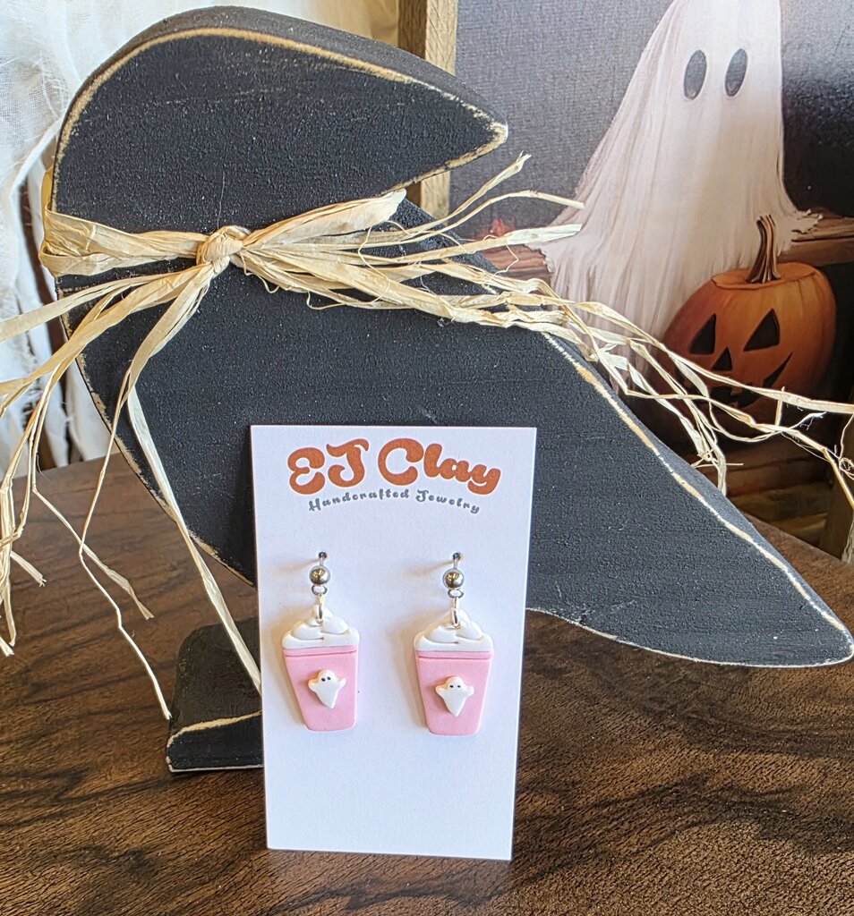 Pink Ghost Latte Earrings