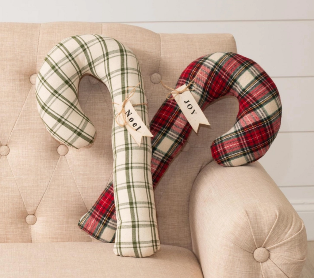 Plaid Candy Cane Pillows