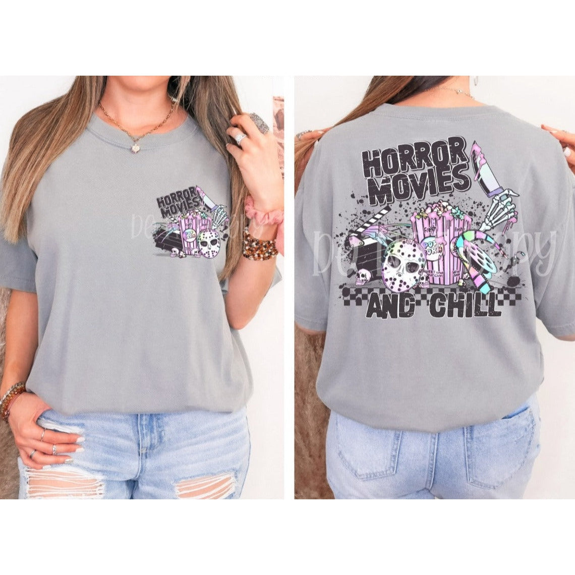 Horror movies -W/POCKET ACCENT GRAPHIC TEE