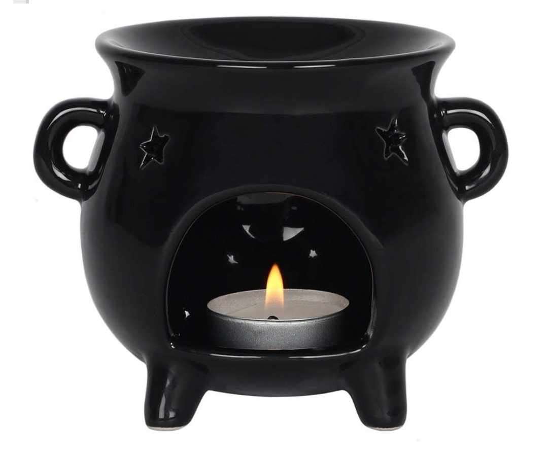 Gothic Black Cauldron Halloween Oil Burner and Wax Warmer
