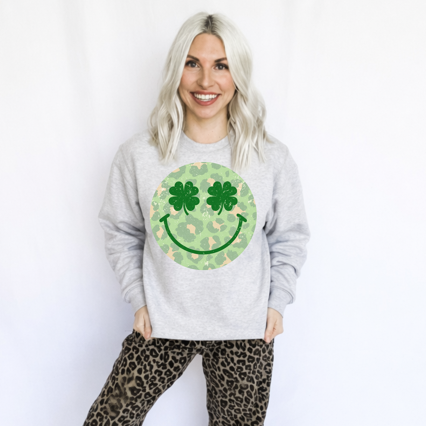 Happy Leopard Shamrocks Sweatshirt