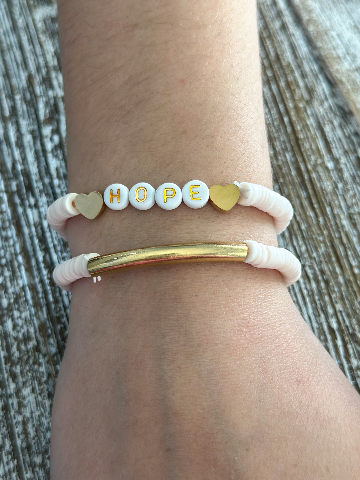 Heishi Bracelet Set "Hope" Pearl