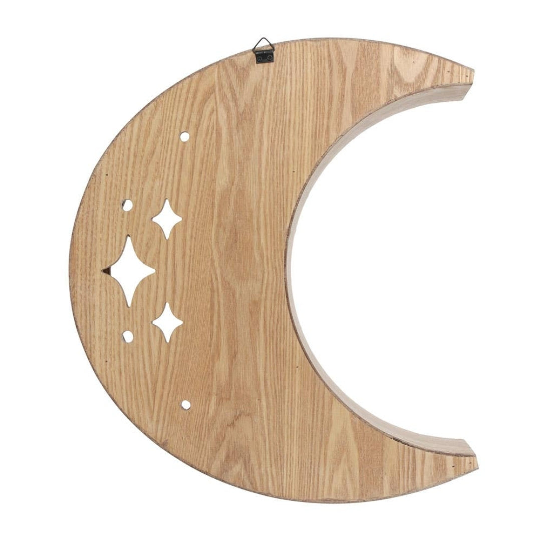 Wooden Crescent Moon Wall Shelf