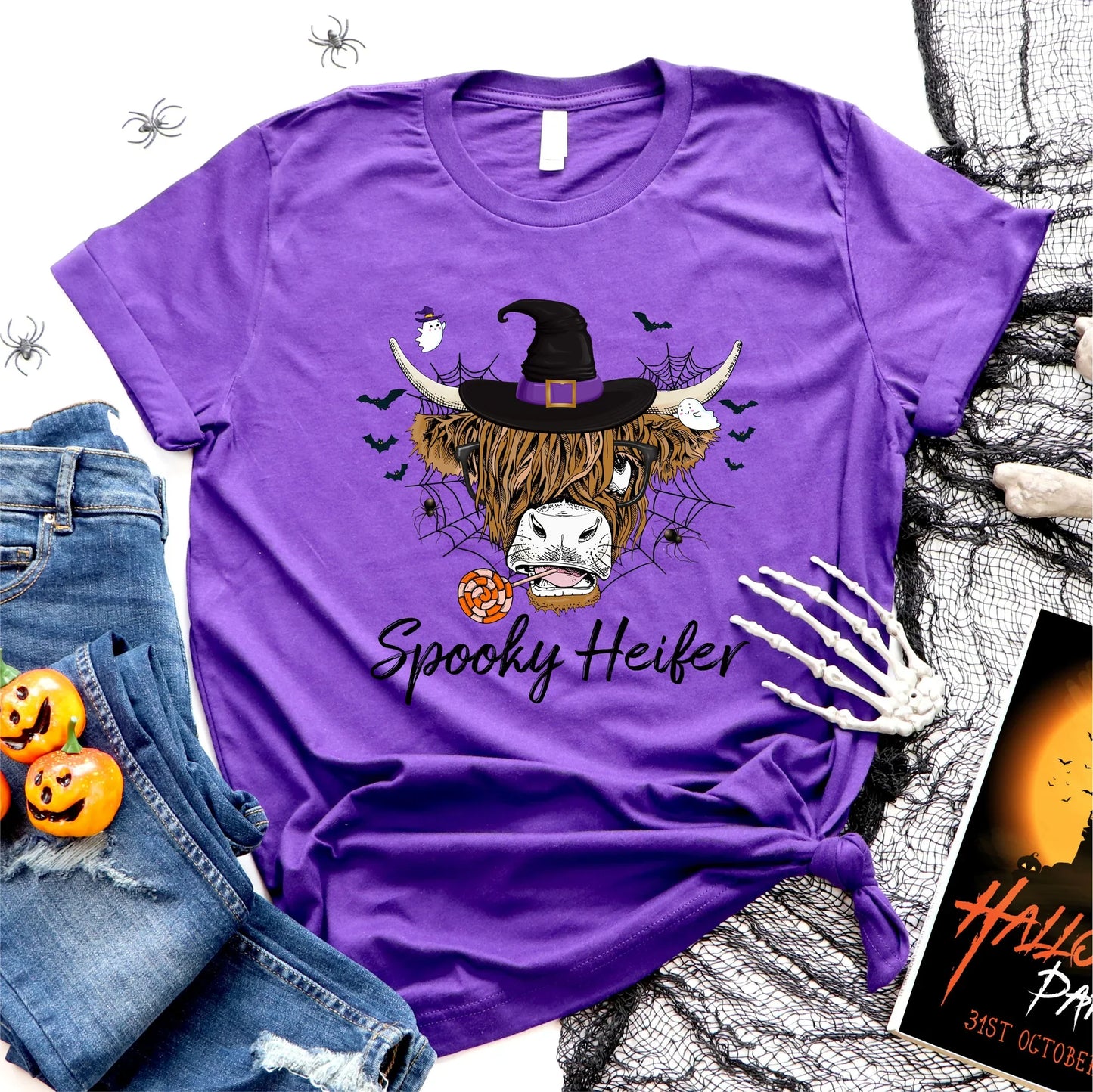 highland cow Spooky Heifer Graphic Tee