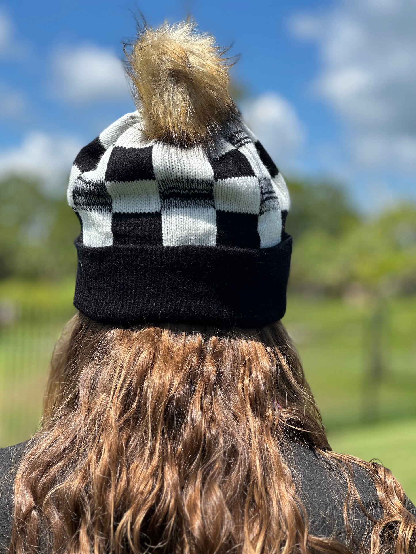 "Checkmate" Pom Beanie