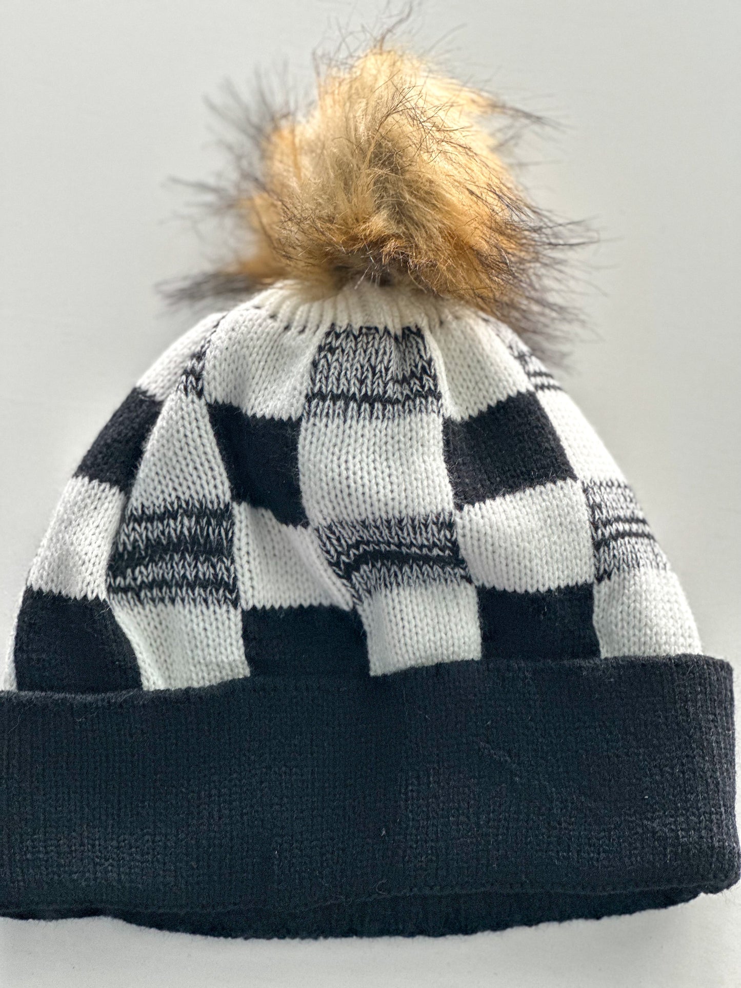 "Checkmate" Pom Beanie