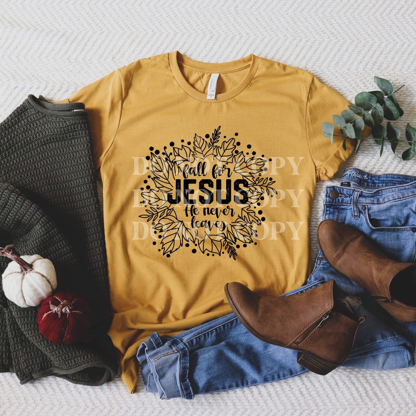 Fall for Jesus He never leaves Graphic Tee