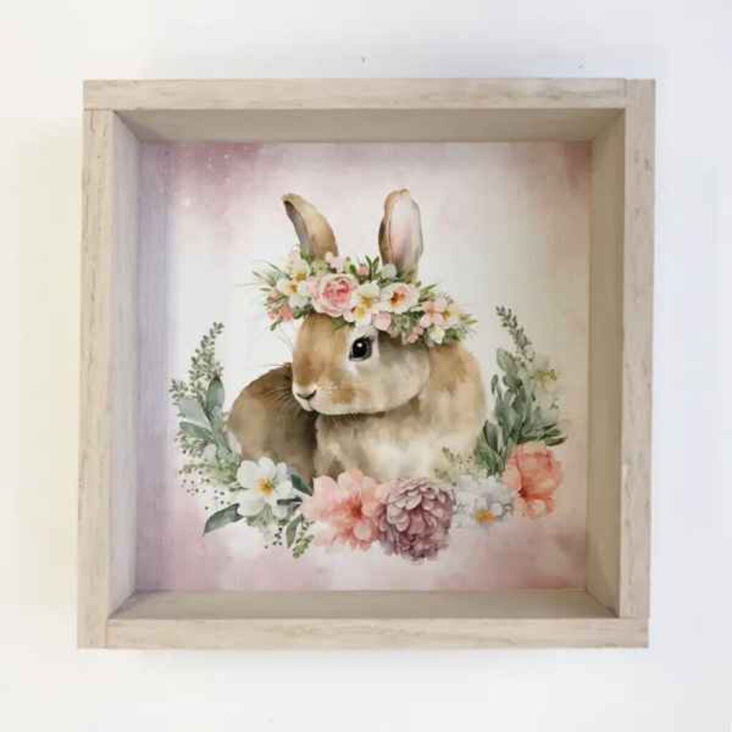 Bunny Pink Flower Wreath - Spring Time Bunn