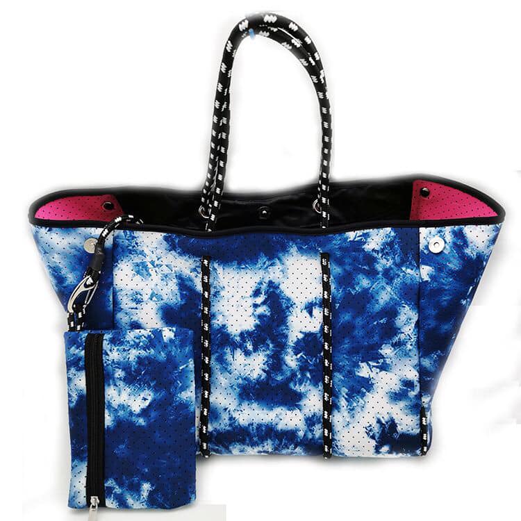 Ready to Ship  | Blue Tie Dye Neoprene Tote Bag