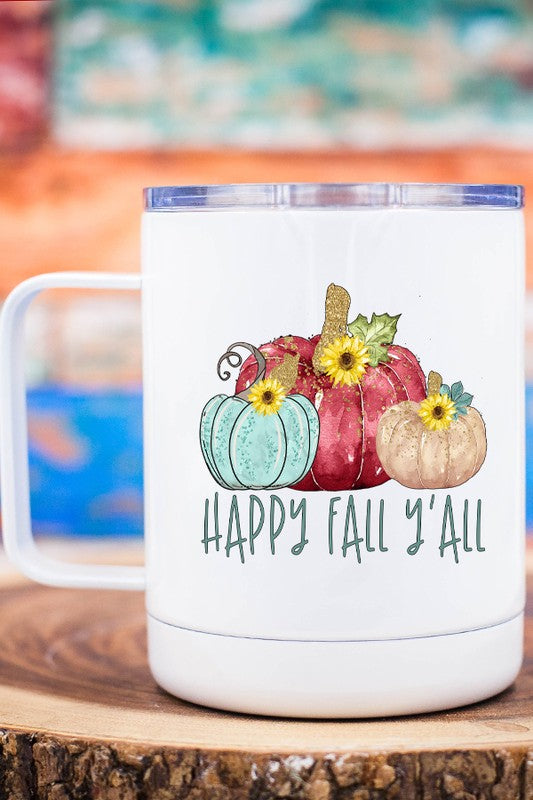 Happy Fall Yall Pumpkins Coffee Travel Cup