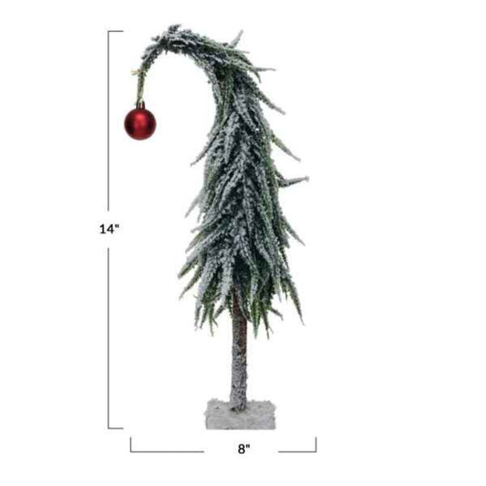 Faux Evergreen Tree with Red Bell