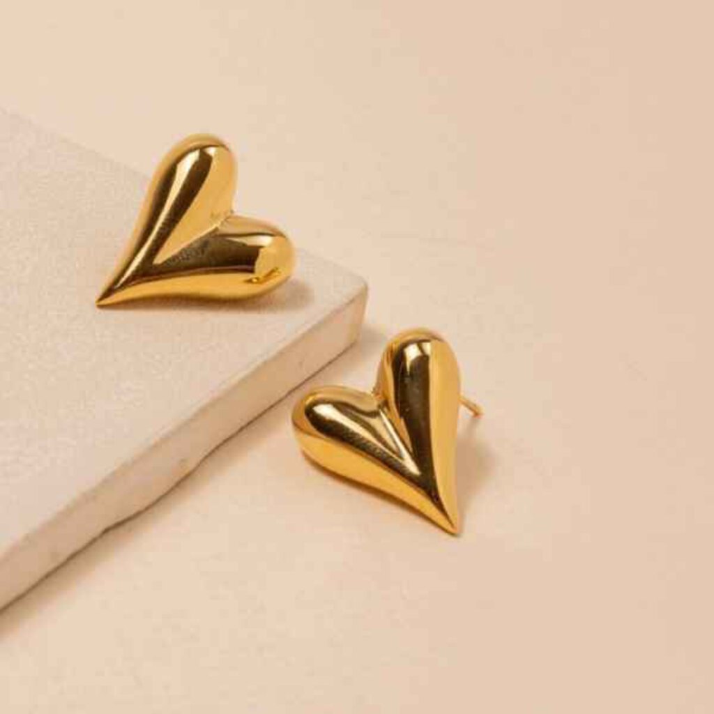 Heart 18K Gold Dip Stainless Steel Stud