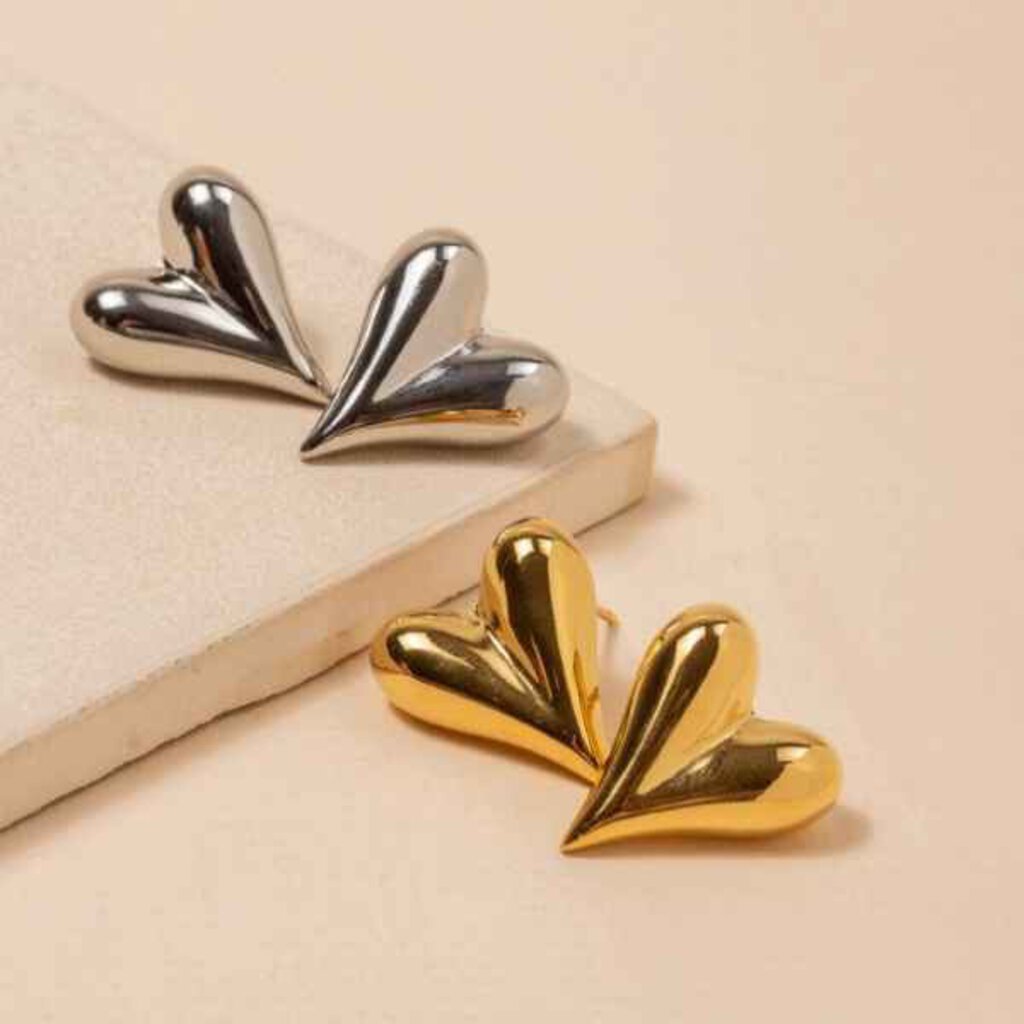 Heart 18K Gold Dip Stainless Steel Stud