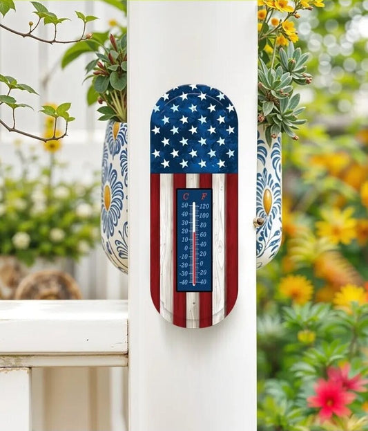 Wooden Flag Thermometer