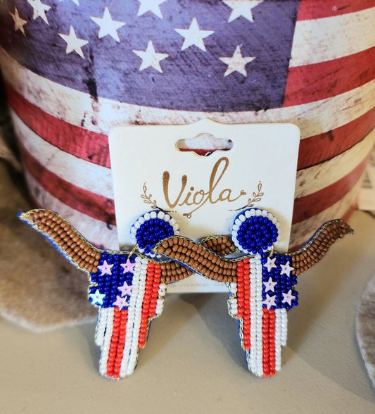 RWB Seed Skull Earrings