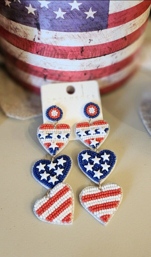 RWB Seed Heart Earrings
