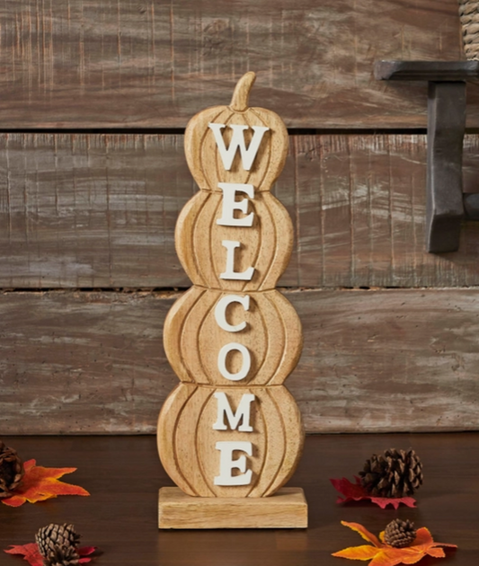 Welcome Stacked Pumpkins