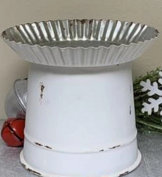 Pie Pan Galvanized Candle Holder