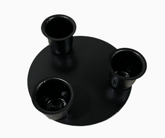 Round Triple Wrought Iron Taper Holder