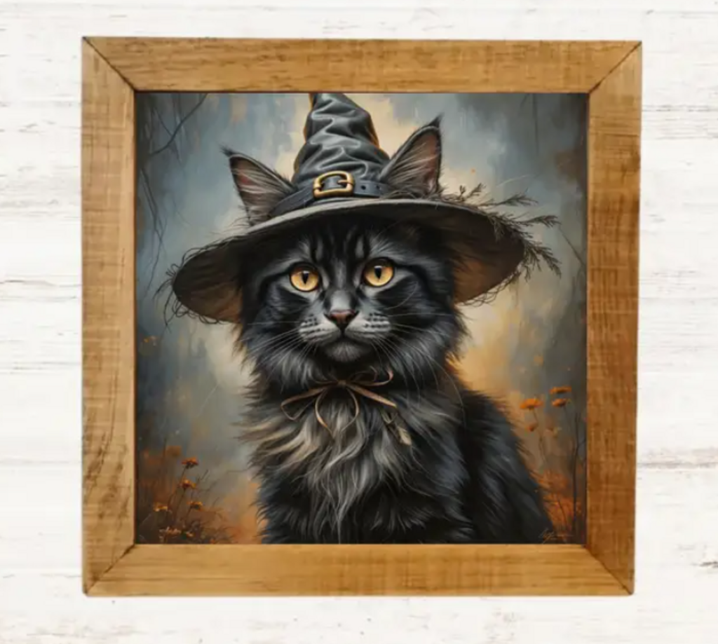 Witchy Cat Framed (8x8)