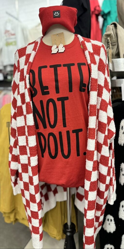 Red White Checker Cardigan