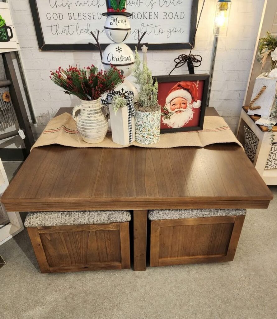 Cocktail Table with Storage & Stools