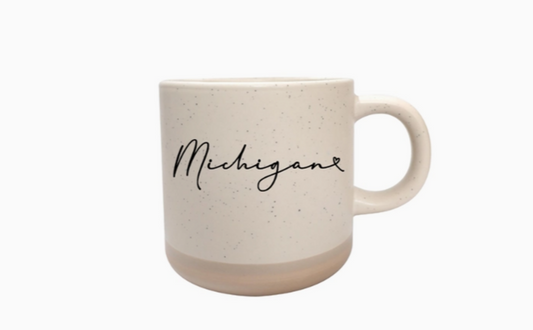 Coffee Mug: Cream Michigan Script