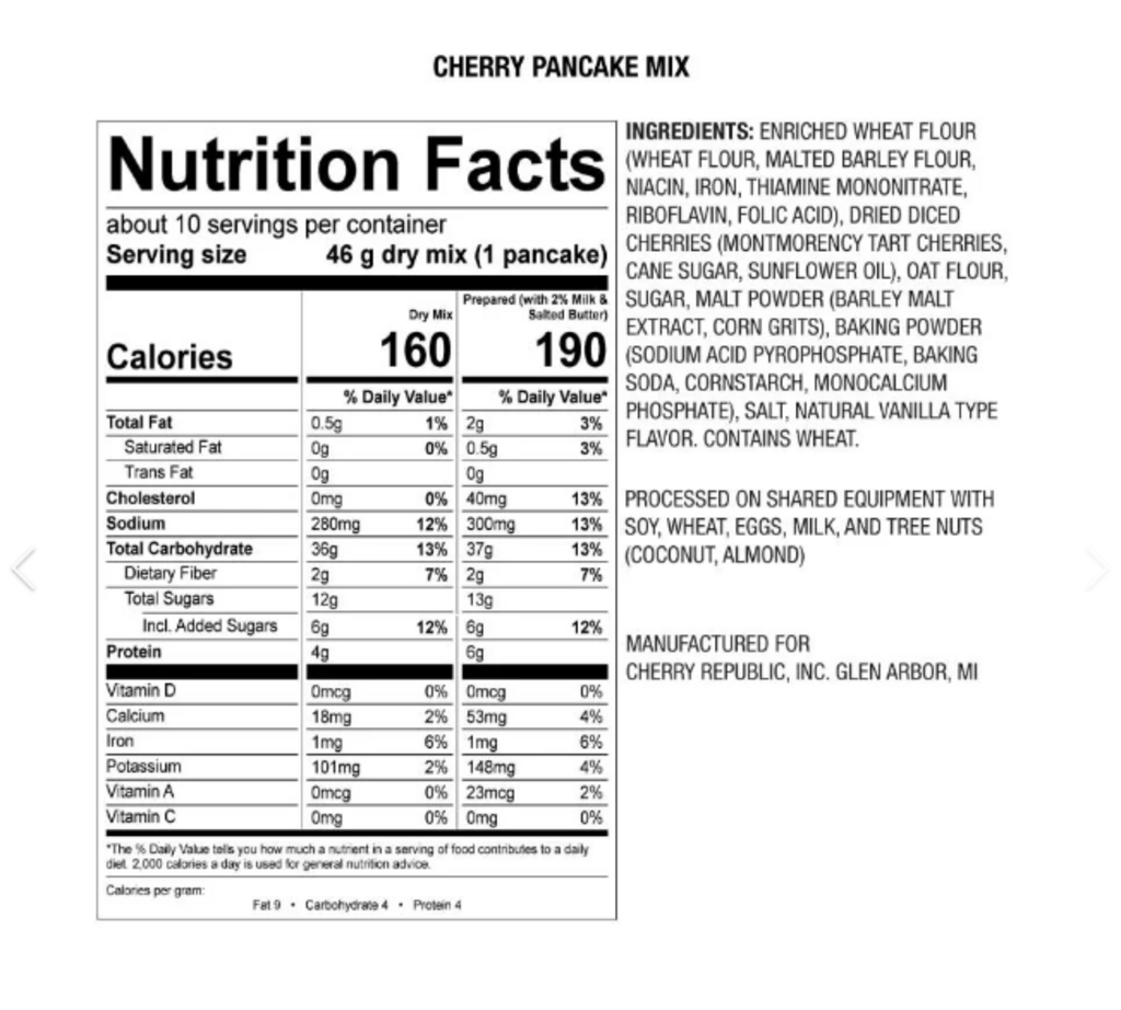 Cherry Pancake Mix