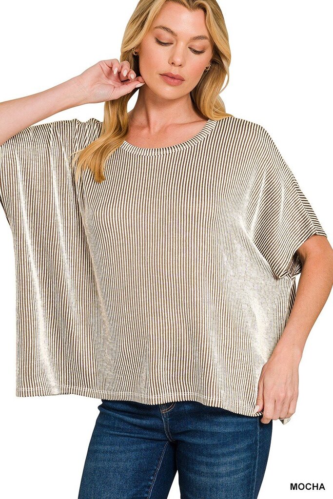 Ribbed Stripe Short Sleeve