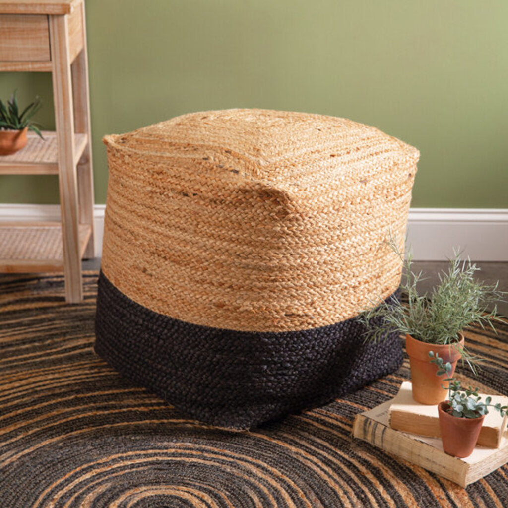 Natural & Black Pouf