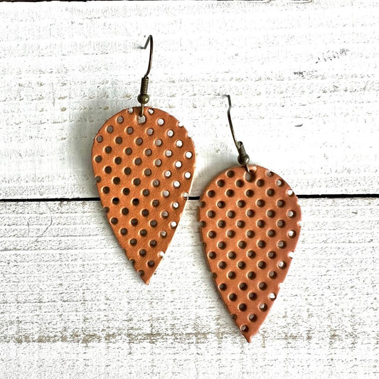 Camel Tan Leather Drop Earrings