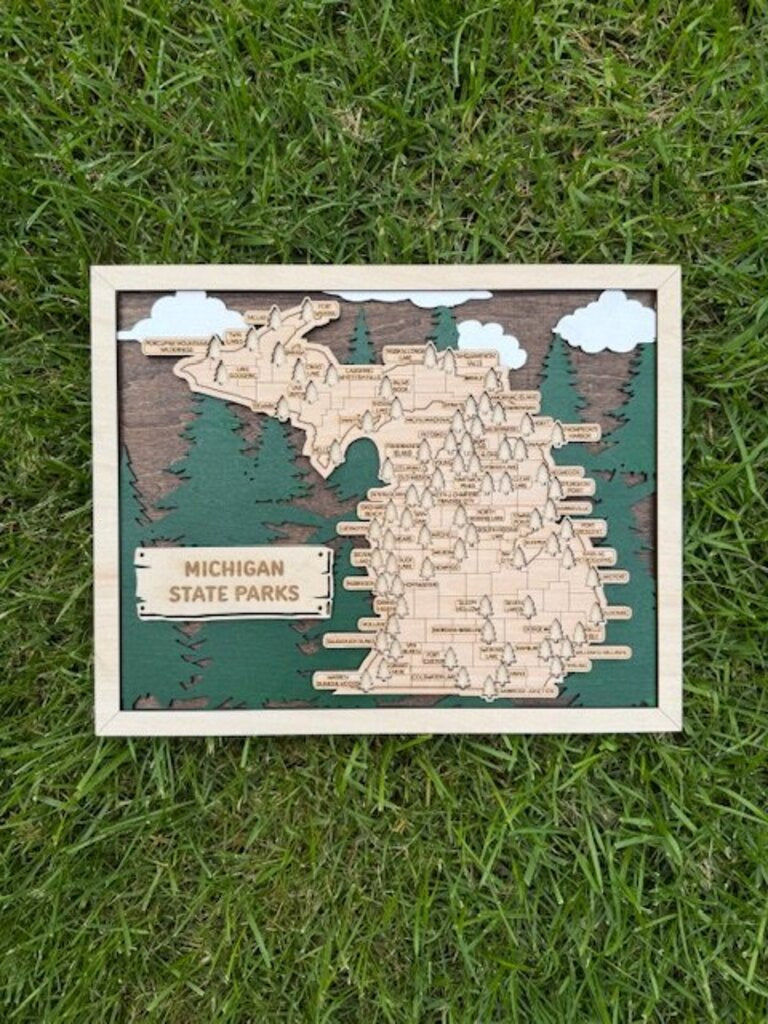 Framed Michigan State Park Travel Map