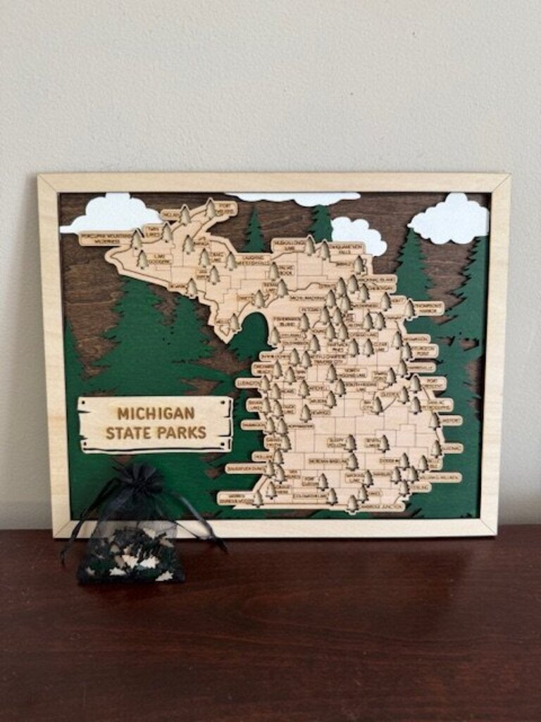 Framed Michigan State Park Travel Map