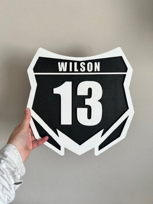 Personalized Wooden Dirt bike Number Plate Sign