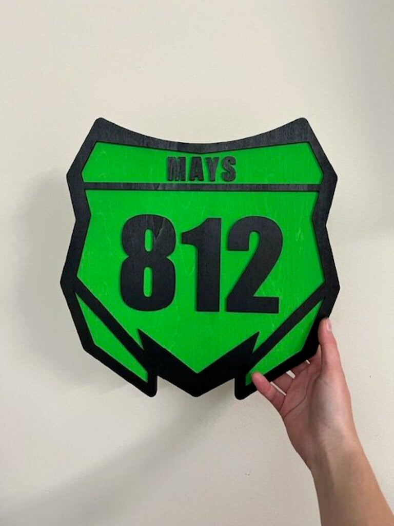 Personalized Wooden Dirt bike Number Plate Sign