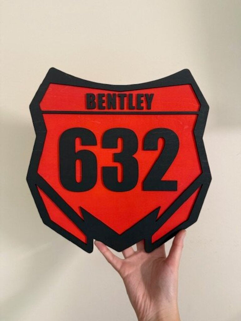 Personalized Wooden Dirt bike Number Plate Sign