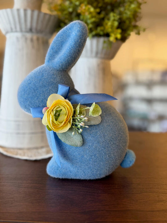 Flocked Floral Bunny