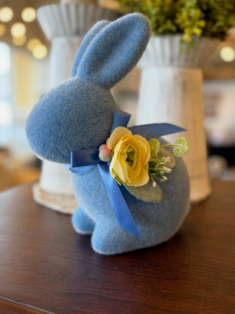 Flocked Floral Bunny