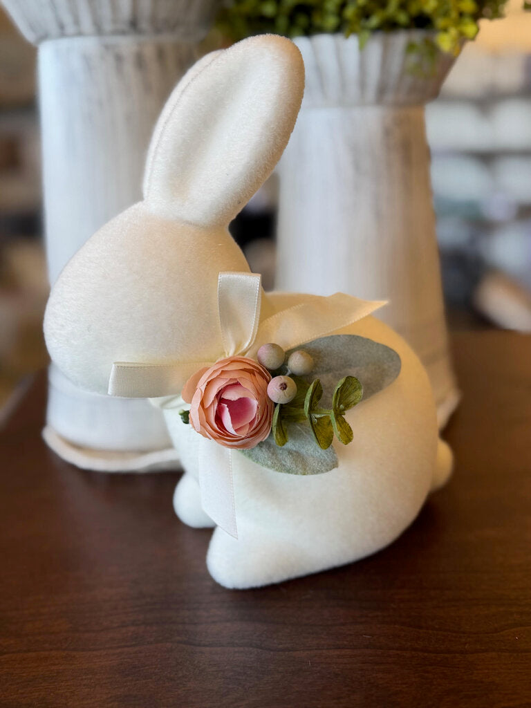 Flocked Floral Bunny