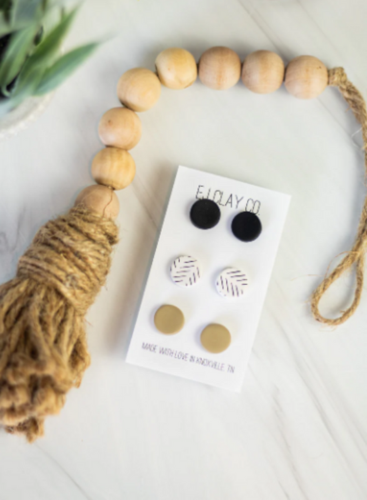 Herringbone Clay Stud Collection