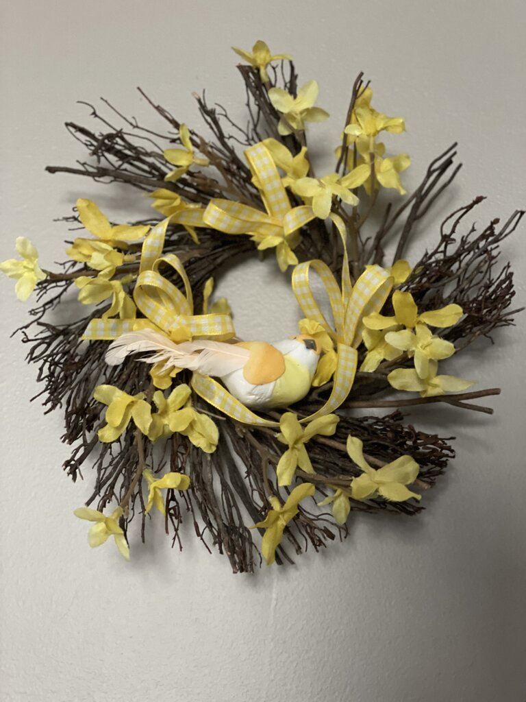 Mini Forsythia Wreath with Bird