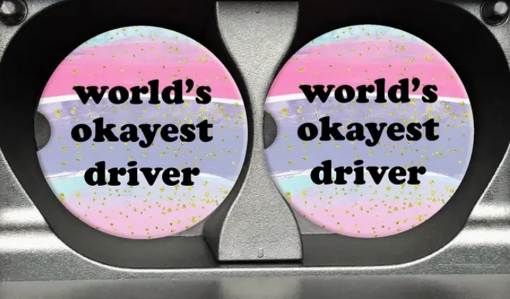 2 pack World's Okayest Driver Car Coaster