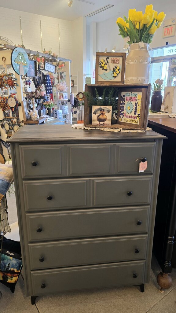 Grey Dresser Black Top
