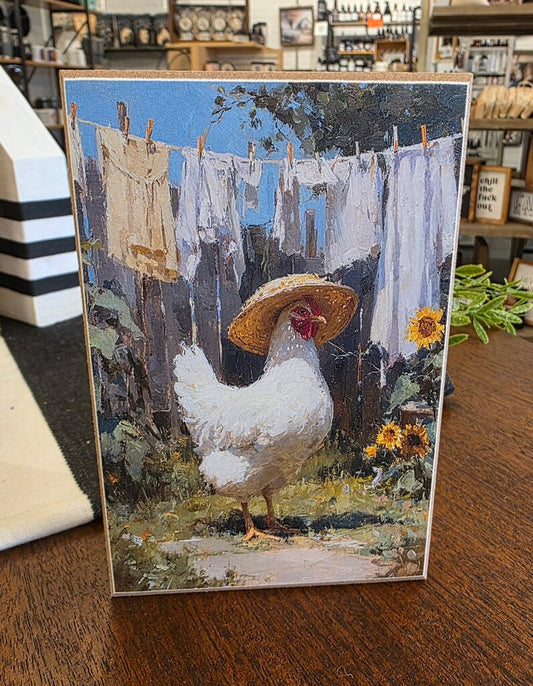 Chicken Laundry Line Block